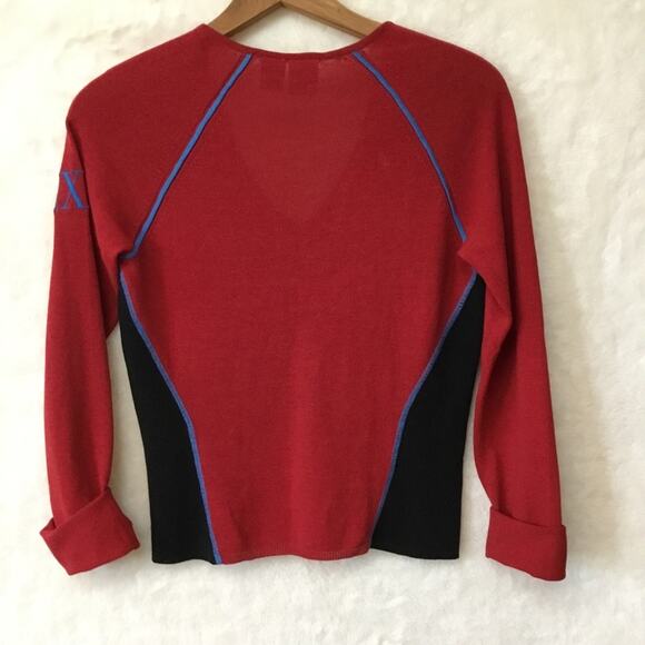 Armani Exchange Red Color-blocked Sweater - Picture 8 of 11